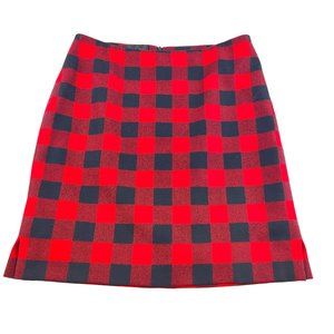 Ralph Ralph Lauren Red Black Buffalo Plaid Wool Pencil Skirt Sz 12